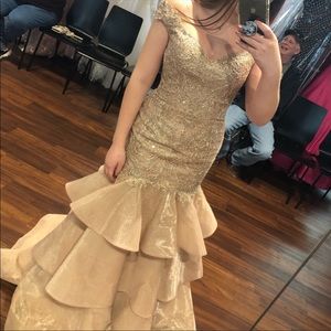 SHERRI HILL GOLD PROM DRESS